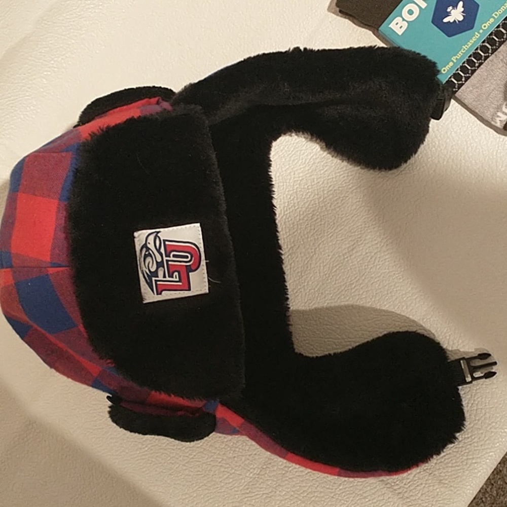 Red and Blue Plaid Liberty University Winter Hat